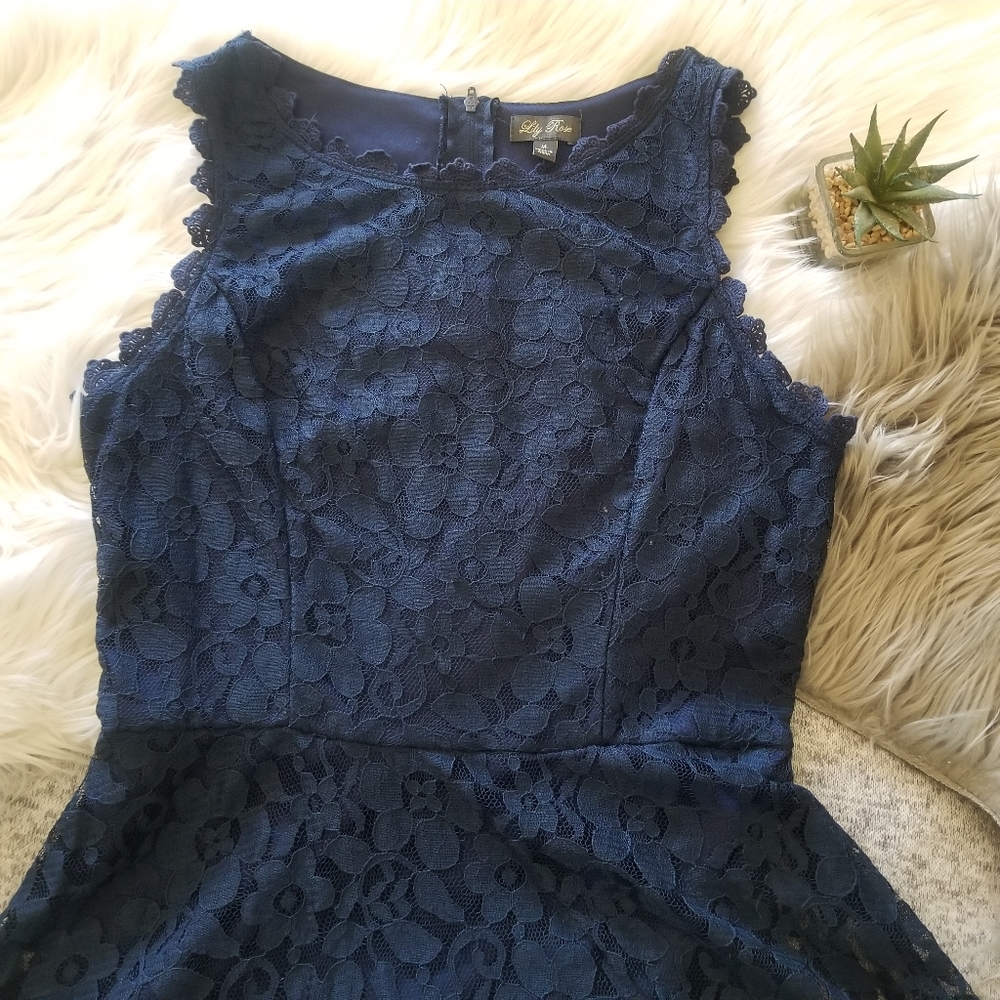 LILY ROSE Blue Lace A-Line Dress